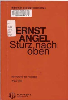 Item #4320030 Sturz nach oben (facsimile reprint) (Bibliothek des Expressionismus). Ernst Angel