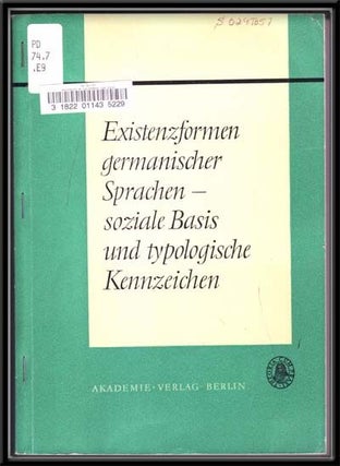 Item #4340024 Existenzformen germanischer Sprachen - soziale Basis und typologische Kennzeichen....
