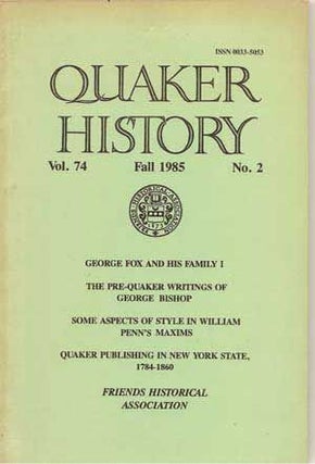 Item #4340037 Quaker History, Fall 1985 (Vol. 74, No. 2). Arthur J. Mekeel, Cecil W. Sharman, J....