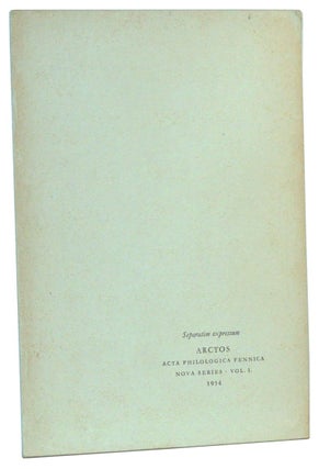 Item #4370024 Cicero über die Briefarten (Genera Epistularum) (offset reprint from Arctos: Acta...