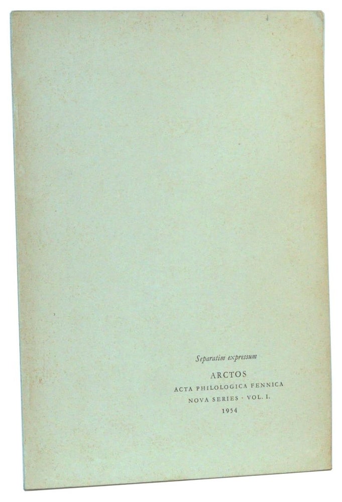 Item #4370024 Cicero über die Briefarten (Genera Epistularum) (offset reprint from Arctos: Acta Philologica Fennica, Nova Series, Vol. I, 1954, pp. 97-102). Heikki Koskenniemi.