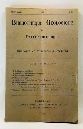 Item #4370080 Bibliothèque Géologique et Paléontologique: Ouvrages et Mémoires d'Occasion....