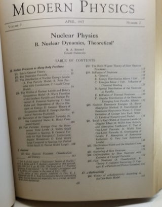 Nuclear Physics. A. Stationary States of Nuclei; B. Nuclear Dynamics, Theoretical; C. Nuclear Dynamics, Experimental Articles from Reviews of Modern Physics Volume 8, Number 2 (April 1936), 82-229; Volume 9, Number 2 (April 1937) 71-244; Volume 9, Number 3 (July 1937) 245-390