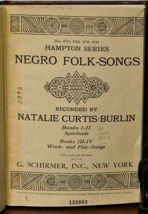 Item #4490069 Negro Folk-Songs. Natalie Curtis-Burlin