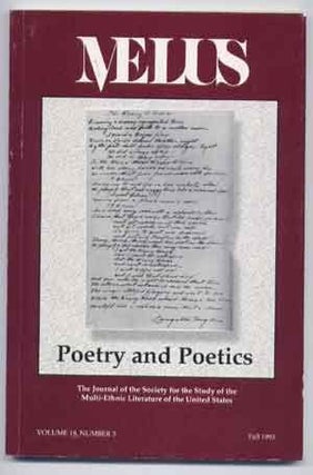 Item #4500035 Melus: Poetry and Poetics; The Journal of the Society for the Study of the...