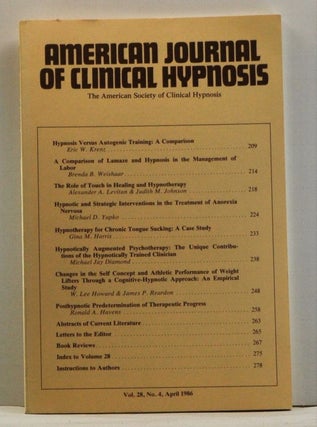 Item #4540012 The American Journal of Clinical Hypnosis, Volume 28, Number 4 (April 1986)....