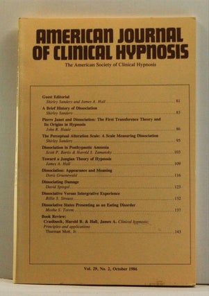 Item #4540014 The American Journal of Clinical Hypnosis, Volume 29, Number 2 (October 1986)....