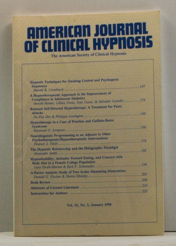 Item #4540018 The American Journal of Clinical Hypnosis, Volume 32, Number 3 (January 1990). Thurman Jr Mott.