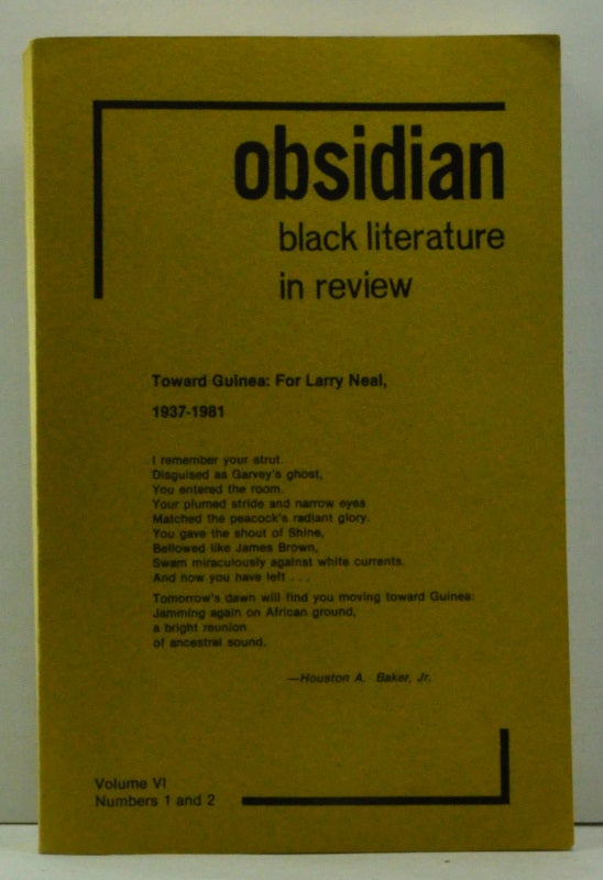 Item #4620028 Obsidian: Black Literature in Review, Volume VI, Numbers 1 and 2 (Spring, Summer 1980). Alvin Aubert.