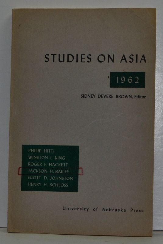 Item #4620045 Studies on Asia 1962. Sidney Devere Brown.