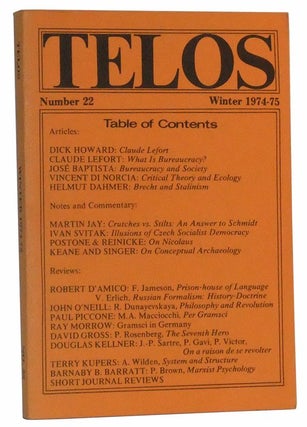 Item #4890028 Telos, Number 22 (Winter 1974-1975). Paul Piccone, Dick Howard, Claude Lefort,...