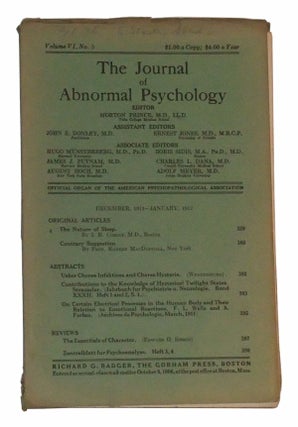 Item #4890047 The Journal of Abnormal Psychology, Volume VI, No. 5 (December 1911-January 1912)....