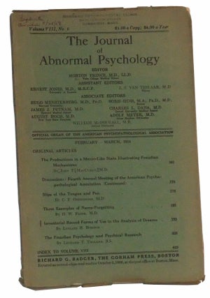 Item #4890051 The Journal of Abnormal Psychology, Volume VIII, No. 6 (February-March 1914)....