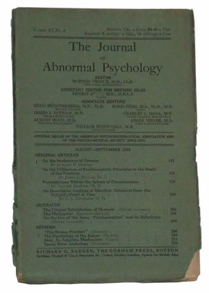 Item #4890054 The Journal of Abnormal Psychology, Volume XI, No. 3 (August-September 1916)....