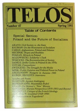 Item #4900020 Telos, Number 47 (Spring 1981): A Quarterly Journal of Radical Thought. Paul...