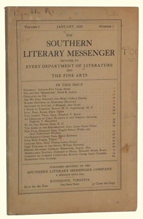 Item #4930018 The Southern Literary Messenger, Volume I, Number 1 (January, 1939). F. Meredith...