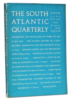Item #5120031 The South Atlantic Quarterly, Volume 62, Number 1 (Winter 1963). W. B. Hamilton,...