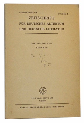 Item #5180002 Sonderdruck von Zeitschrift für Deutsches Altertum und Deutsche Literatur, CVIII...