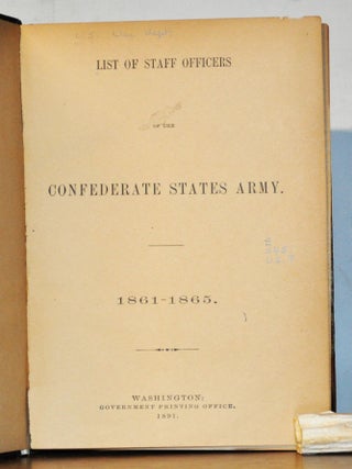 List of Staff Officers of the Confederate Army 1861-1865