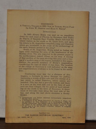 Item #5340007 Nocoroco: A Timucua Village of 1695 Now in Tomoka State Park [reprint from The...