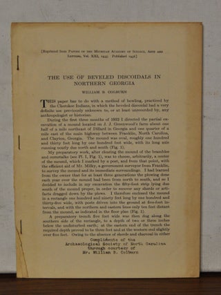 Item #5340008 The Use of Beveled Discoidals in Northern Georgia. William B. Colburn